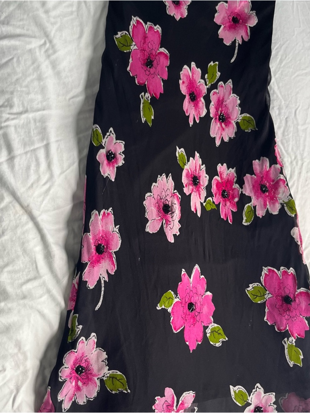 Y2K Vintage Sleeveless Silk Beaded Cache Maxi Dress US Size 8 - Picture 13 of 16